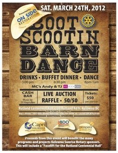 an advertisement for the scottin barn dance