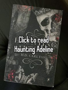 a close up of a book on a chair with the title click to read,'halloween adelinne '