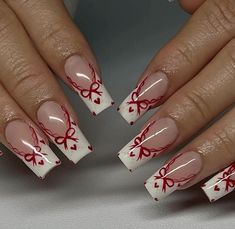 Here are some simple yet festive Christmas nail ideas that are easy to achieve: Red and Green French Tips: Instead of the classic white tips, use red or green polish for a festive twist on the French manicure. Snowflakes: A pale blue or white base with simple snowflake designs using a thin brush or nail art pen. Candy Cane Stripes: Use red and white stripes on a couple of accent nails, and keep the rest a solid red or white. Pink Girly Nails, Long Christmas Nails, Match Nails, Nails Gorgeous, Candy Cane Nails, Christmas Nails Easy, Nails Done, Christmas Nails Acrylic