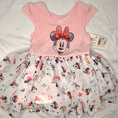 Nwt Disney Minnie Mouse Tulle Dress W/ Bottoms/Diaper Panties. 12 Months Playful Cotton Minnie Mouse Dress, Playful Cotton Dress With Minnie Mouse Details, Playful Minnie Mouse Summer Dress, Disney Short Sleeve Dresses With Character Print, Cute Cotton Minnie Mouse Dress, Spring Cotton Minnie Mouse Dress, Fitted Disney Character Print Dress, Disney Minnie Mouse Cotton Dresses, Minnie Mouse Sleeveless Fitted Dress