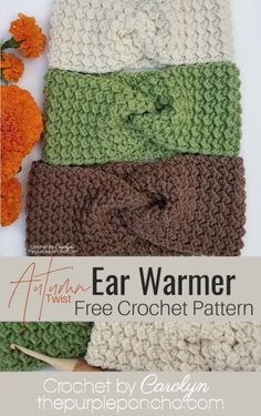 the crochet ear warmer is made with two different colors