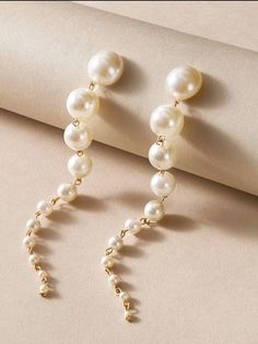 Stylish and Gorgeous Long Pearl Earrings, Winter Jewelry, Wedding Earrings Drop, Pearl Earrings Wedding, Faux Pearl Earrings, Long Drop Earrings, Gold Pearl Earrings, Long Dangle Earrings, Pearl Earrings Dangle