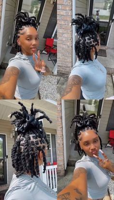 Loc High Ponytail Styles Dreadlocks, Short Black Hairstyles For Women, Rope Style Locs, Two Ponytails Loc Styles, Neck Length Locs Styles Black Women, Locs Hairstyles Real Hair, Loc Hairstyles For Women Birthday, Dreadlocks On Black Women, Half Up Half Down Locs Black Women