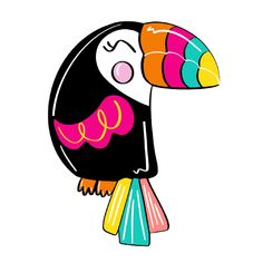 a colorful toucan bird sitting on top of a wooden stick with its eyes closed