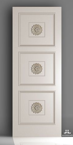 a white cabinet with three drawers on the bottom and one drawer in the middle, against a gray wall