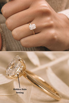 a close up of a person's hand with a diamond ring on it and an image of the inside of a woman's hand