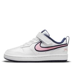 (PS) Nike Court Borough Low 2 SE 'White Pink Glaze' DB3093-100 (SNKR/Skate/Casual/Velcro) Nike Court Borough Low 2, Nike Court Borough Low, Nike Court Borough, Glaze, The 100, Nike, Pink, White