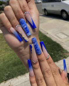 Blue Acrylic Nails, Drip Nails, Colored Acrylic Nails, White Acrylic Nails, Classy Acrylic Nails, Short Square Acrylic Nails, Long Acrylic Nails Coffin, Long Square Acrylic Nails