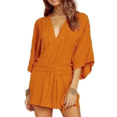 Tru Blu Women's Elle Burnt Orange Kimono Dress Wrap Size Small. You Can Wear As A Coverup, Shirt Or Mini Dress! Features: Wide Sleeves ( Opening 10 Inches Side To Side, 20 Inches Around) - 100% Rayon - Ties On The Side - V-Neckline - Wrap Style -Kimono Style - Approx Length, Shoulder To Hem: 33" Waist Approx 22" Flat/ 44" Around New Without Tags Cold Water Wash Strappy Wedding Dress, Kimono Mini Dress, California Girl Style, Eclectic Clothing, Burnt Orange Dress, Planet Blue, Mini Sundress, Crochet Mini Dress, Kimono Sleeves