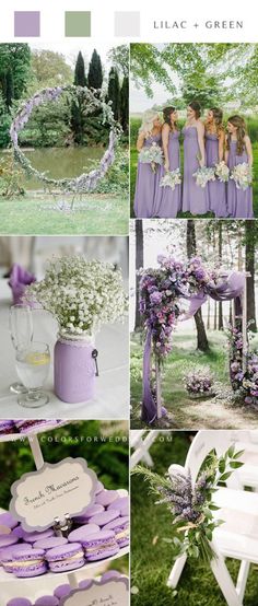 purple and green wedding colors with white flowers