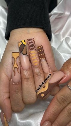 Brown French Tip, Fall Acrylic, Brown Acrylic Nails, Brown French, Dope Nail Designs, Exotic Nails, Long Acrylic Nails Coffin, Acrylic Nails Coffin Pink, Long Square Acrylic Nails