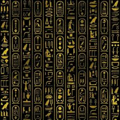 an egyptian pattern with gold and black colors