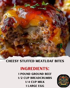 cheese stuffed meatloaf bites recipe with ingredients