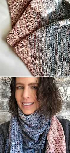 two pictures showing the same scarf with different colors