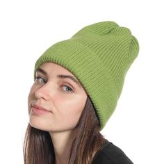 Ribbed beanie available in two colors. Knitted Hats, Knitting, Hats, Green, Color