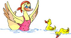 a woman in a pink swimsuit swimming next to two yellow rubber ducky ducks