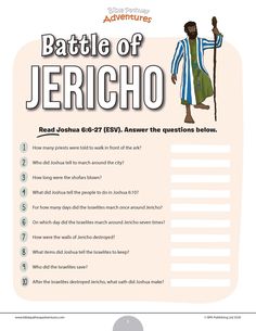 the battle of jericcho worksheet is shown in this graphic file, which includes