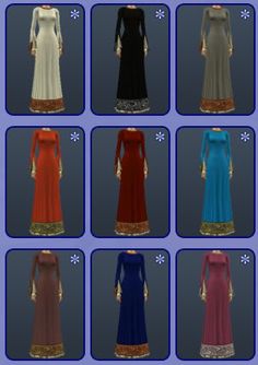 the dresses are all different colors and sizes, but there is no image to describe