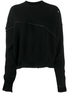 Black wool and cashmere blend oversized zipped jumper from Unravel featuring a crew neck, long sleeves, ripped details, an oversized fit and zipped details. | Unravel Project Oversized Zipped Jumper Black Friday Promotions, Black Wool, Size Clothing, Knitted Sweaters, Fashion Branding, Jumper, Cashmere, Women Wear, Long Sleeves