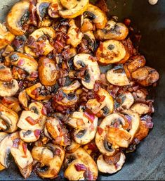 the food is cooked and ready to be eaten in the pan on the stove top