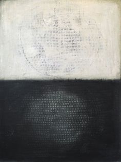 an abstract painting with black and white colors