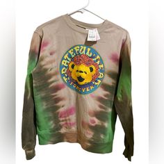 Nice Mint Nwt Unused Crisp Sweatshirt Women’s Extra Small Great Tie Dye Colors Awesome Lightweight Casual Band Sweatshirt Hippie Hippy Boho Retro Band Rock Folk Classic Rock Festival Jerry Garcia Pink Band Merch Top For Fall, Crew Neck Sweatshirt Women, Hippie Bands, Tie Dye Crewneck Sweatshirts, Forever Roses, Brown Crewneck, Retro Band, Rock Festival, Band Rock