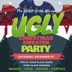 the ugly christmas sweater party flyer