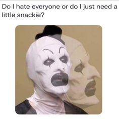 two people wearing masks with the caption do i hate everyone or i just need a little snackie?