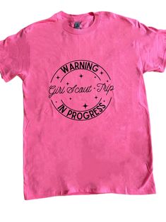 Gear up for your next adventure with our "Warning: Girl Scout Trip In Progress" T-shirt! Crafted from 100% cotton and featuring a bold graphic with DTF transfer, this shirt blends comfort with style seamlessly. It's machine washable for easy care, ensuring durability through all your troop's activities. Enjoy the added perk of free shipping, making this tee a practical and stylish choice for your upcoming outings or events. Whether you're camping, hiking, or selling cookies, this shirt proudly announces your troop's presence with humor and unity. Perfect for creating lasting memories and showcasing your Girl Scout pride wherever you go. Girl Scout Troop Shirts, Selling Cookies, Girl Trip, Girl Scout Juniors, Girl Scout Leader, Number Shirt, Girl Scout Troop, Shirt Girl, Round Rock