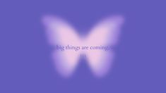 a purple butterfly with the words big things are coming