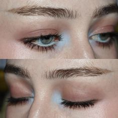 Make Up For Blondes With Blue Green Eyes, Eye Makeup For Blondes With Blue Eyes, Pink Eyeshadow Blue Eyes, Undereye Eyeshadow Makeup, Blue Blush Makeup, Eyeshadow For Round Eyes, Makeup Hooded Eyelids, Basic Eyeshadow Looks, Eye Makeup For Round Eyes