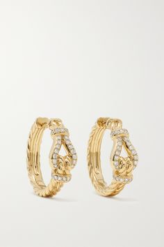 David Yurman's 'Thoroughbred Loop Hoop' earrings are inspired by the designer's "lifelong passions for sculpture and all things equestrian." They have braided 18-karat gold hoops encrusted with 0.25-carats of diamonds. Wear yours for casual and special occasions alike. David Yurman Earrings, Girly Bracelets, Minimal Accessories, David Yurman Jewelry, Jewelry Essentials, Gold Diamond Earrings, Stacked Jewelry, Diamond Hoop Earrings, Fine Jewels