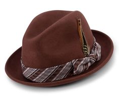 Montique Cognac 2 Brim Matching Ribbon Wool Felt Fedora Hat H-2112 - Suits & More Ribbon Feather, Mens Dress Hats, Classy Hats, Mens Hats Fashion, Hat Size Chart, Felt Fedora, Love Hat, Red Bottoms, Dress Hats