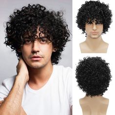 PRICES MAY VARY. Material:The black curly wig short is made of high quality heat resistant synthetic fibers, which is more durable and soft to the touch,just like the real hair,very close to the appearance of hair. Wig cap:Afro wig for woman men has an adjustable and breathable wig cap so that you can adjust the hook inside the cap to the correct size to help you wear wig. Occasion:black kinky curly wig perfect for Halloween, Anime Cosplay, Costume Party, Theme Parties, Weddings, Concerts, Chris Curly Wig Short, Black Curly Wig, Wigs Curly, Afro Wig, Black Afro, Afro Men, Hair Halloween, Men's Wigs, Black Curly