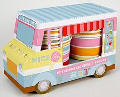 a toy ice cream truck with two cups