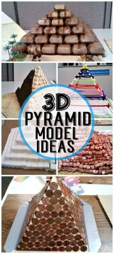 3D Pyramid Model Project Ideas for Kids! #Pyramid Crafts - That first one is made out of McDonald's sandwich boxes, genius! How To Create A Pyramid, Build A Pyramid Kids Ancient Egypt, Sarcophagus Project Kids, History Projects Ideas, Egyptian Activities, Pyramid Project Ideas, Pyramid Craft, Pyramid School Project, Diy Pyramid