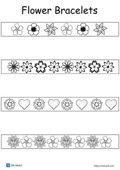 flower bracelets worksheet for kids to learn how to make flowers and hearts