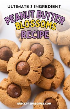 peanut butter blossoms recipe on a white plate