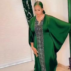 Fashion African woman large size bat sleeve dress Muslim Islamic style robe imitation silk hot Hot Fix Rhinestone Bat Sleeve Dress, Islamic Style, Boubou Styles For Women, Kaftan Styles, Bubu Gown Styles, Long African Dresses, 2piece Outfits, African Print Dress Ankara, African Inspired Clothing