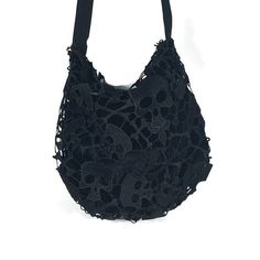 "Goth Skull Hobo Bag Embroidered Skulls Black Velvet Goth Shoulder Bag Black Velvet Skull Crossbody Bag Skull Handbag Gothic Black Handbag A very special embroidered skull fabric is over-laid on black velvet fabric for quite an elegant look! Have fun with it! Fabulous! Also available with black metallic lycra, silver sequins and black sequins instead of velvet MINI HOBO Approximate Measurements: 11\" wide across top X 10\" high Fully-lined in black satin Center magnetic closure Custom length str Black Gothic Backpack, Goth Bags, Goth Bag, Goth Tote Bag, Goth Purse, Skull Handbags, Gothic Purse, Goth Fits, Gothic Bag