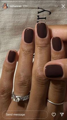 Short Acrylic Round Nails, Subtle Short Nails, Dark Short Square Nails, Short Square Dark Nails, Short Dark Fall Nails, Brown Fingernails, Neutral Holiday Nails Classy, Short Squoval Nails Fall, Neutral Tone Nails