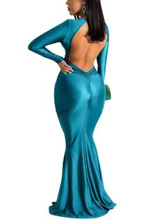 Material:90% Polyester & 10% Spandex. Features:V-neck. long sleeve. solid color. backless. tie-back. bodycon. ruched. maxi dresses.Style: Party & Wedding Button Maxi Dress, Bodycon Tops, Ruched Maxi Dress, Vest Style, Dresses Style, Custom Size Dresses, Multi Dress, Bodycon Maxi Dresses, Style Party