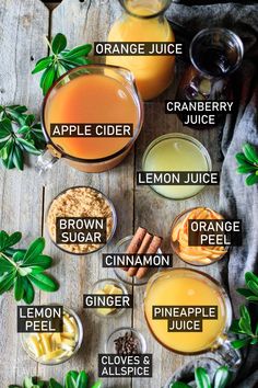 an image of different types of juices on a table