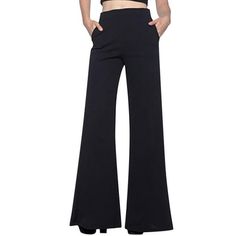 Women's High Waist Fashion Solid Loose Wide Long Trousers Flowing Palazzo Pants Product Description: Fashion design,100% Brand New,high quality! Material: Polyester Pattern Type: Solid Main Color: As The Picture Show Style:Fashion Stylish and fashion design make you more attractive It is made of high quality materials,Soft hand feeling, no any harm to your skin Please allow slight 1-3 cm difference due to manual measurement and a little color variation for different display setting, thanks for y Black Pants For Women, Womens Palazzo Pants, Pants Comfy, High Waist Fashion, Long Trousers, Bell Bottom Pants, Trouser Style, Jeans Outfit, Womens Dress Pants