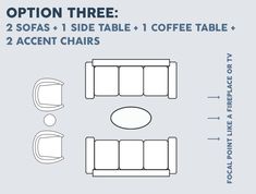 the instructions for how to make a sofa with two seats and coffee table on each side