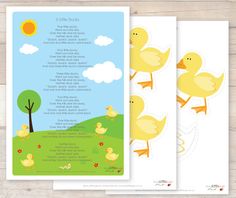 three little ducks baby shower bookmarks with the words, finger puppets and five little ducks