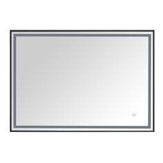 a large rectangular mirror on a white wall