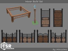 an image of a set of fences and gates for different types of fences, including one with