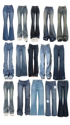 Best Places To Get Flared Jeans, Different Jean Styles, Pants Collage, Smink Inspiration, Types Of Jeans, Cute Jeans, Cute Everyday Outfits