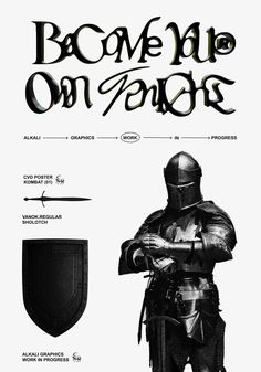 a poster with an image of a man in armor